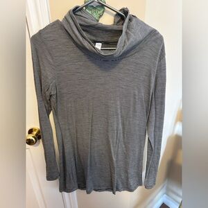 Lole Heathered Gray Striped Cowl Neck Pullover